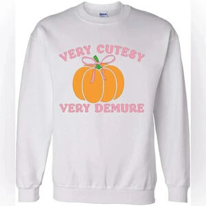 Very Cutesy Demure Pumpkin Bow coquette fall crewneck